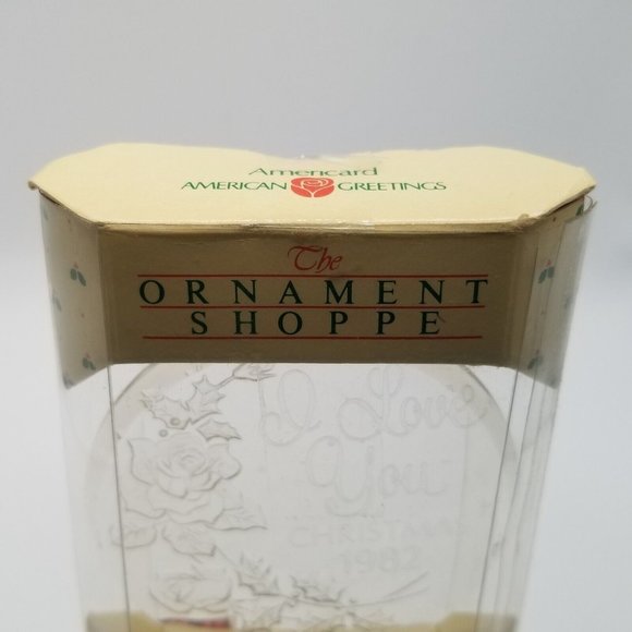 Vintage Christmas Ornament Etched Fine Acrylic I Love You 1982 Round Circle Xmas - Picture 3 of 7